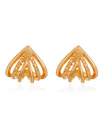 Fashion Gold Alloy Diamond Geometric Hollow Three-dimensional Triangle Stud Earrings