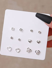 Fashion 1# Alloy Geometric Heart Flower Earring Set