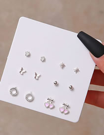 Fashion 3# Alloy Geometric Butterfly Heart Cherry Earrings Set