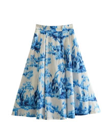 Fashion Blue Polyester Printed Tie-dye Skirt
