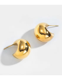 Fashion Semicircle Hollow Gold Titanium Steel Geometric Peas Stud Earrings