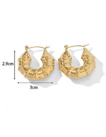 Fashion Bamboo Hollow Gold Titanium Geometric Round Earrings