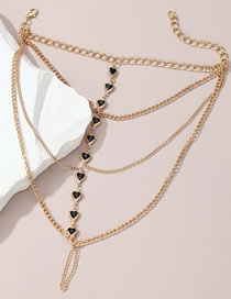 Fashion Gold Metal Diamond Heart Chain Anklet Set