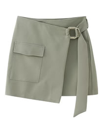 Fashion Green Woven Pocket Skirt