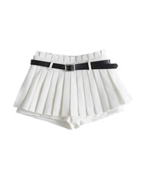 Fashion White Polyester Pleated Skirt Pants