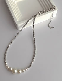 Fashion Silver Small And Large Pearl Beaded Necklace