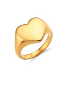 Fashion Big Smooth Peach Heart Ring-no.8 Gold Plated Titanium Steel Heart Ring