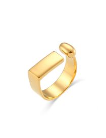 Fashion Geometric Bar Split Ring - Size 6 Titanium Steel Gold Plated Geometric Bar Open Ring