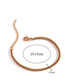Fashion 2.5mm Box Chain-golden Bracelet-15cm+5cm Titanium Steel Gold Plated Box Chain Bracelet