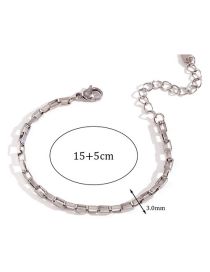 Fashion 3mm Long Box Chain-steel Color Bracelet-15cm+5cm Titanium Geometric Box Chain Bracelet
