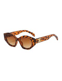 Fashion Leopard Frame Double Tea C4 Pc Irregular Large Frame Metal Triumphal Arch Sunglasses