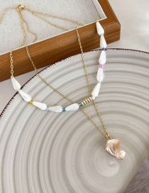 Fashion Gold Layered Conch Beaded Shell Necklace