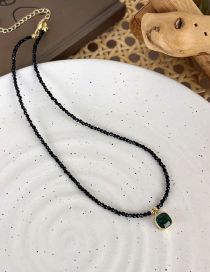 Fashion C Green Diamond Crystal Beaded Baguette Necklace