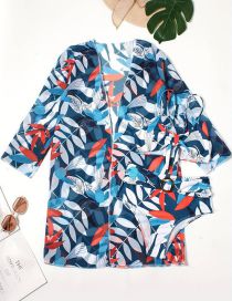Fashion Printing Polyester Printed High Waist Two-piece Swimsuit Three-piece Set