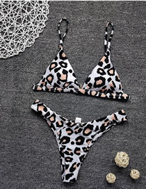 Fashion Yellow Leopard Polyester Leopard Print Swimsuit