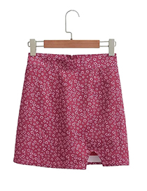 Fashion Rose Red Polyester Printed Skirt