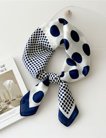 Fashion 2 Diagonal Polka Dots And Navy Blue Cotton And Linen Printed Scarf