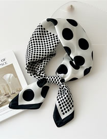 Fashion 4 Diagonal Polka Dots With White Background Cotton And Linen Printed Scarf