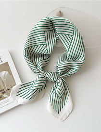 Fashion 20 Stripes Woven Light Green Cotton And Linen Printed Scarf