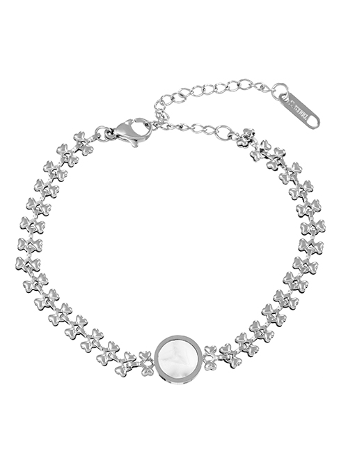 Fashion Silver Titanium Shell Round Bow Bracelet
