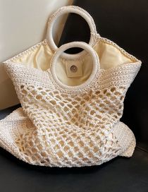 Fashion White Cotton Woven Hollow Large Capacity Tote Bag