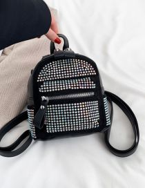 Fashion Color Pu Diamond Large Capacity Backpack