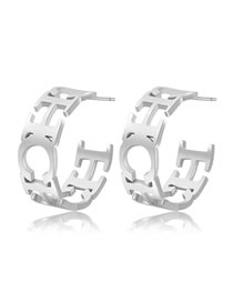 Fashion 6# Titanium Steel Letter Earrings