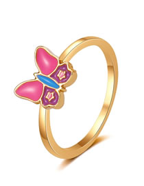 Fashion Twenty Two# Copper Oil Drip Butterfly Ring