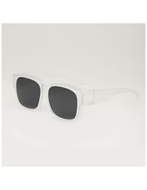 Fashion Transparent Gray Pc Square Large Frame Sunglasses
