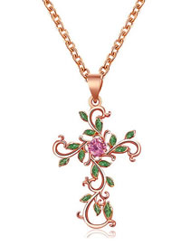 Fashion 11# Copper And Diamond Cross Necklace