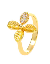 Fashion 2# Copper And Diamond Geometric Ring