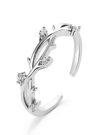 Fashion 10# Copper And Diamond Leaf Ring