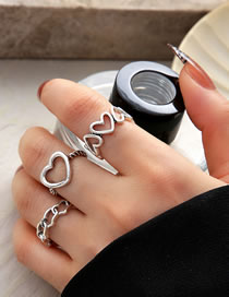 Fashion 2# Alloy Hollow Heart Ring Set