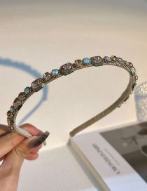 Fashion Champagne Powder Fabric Art Diamond Geometric Slim Edge Headband