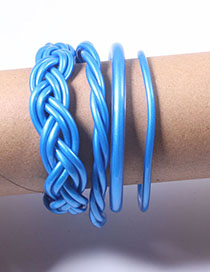 Fashion Sky Blue Plastic Pvc Silicone Tube Geometric Bracelet Set