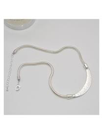 Fashion Silver Alloy Snake Bone Curved Flat Crescent Necklace