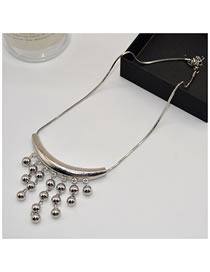 Fashion Silver Alloy Curved Ball Ball Tassel Necklace