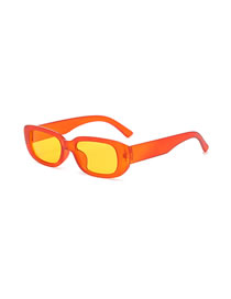 Fashion Frosted Orange Frame Yellow Small Resin Square Sunglasses