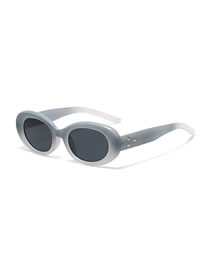 Fashion Gradient Gray Blue Resin Oval Sunglasses