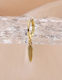 Fashion Gold Pure Copper Feather Hoop Earrings (single)