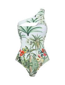 Fashion Swimsuit Polyester Cross-shoulder Print Swimsuit