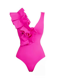Fashion Swimsuit Polyester Asymmetric One-piece Swimsuit