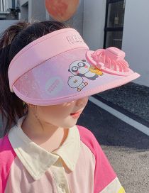 Fashion Pink Panda Fan Hat [adjustable Wind Speed] Plastic Cartoon Printed Children's Sunscreen Hat With Fan Empty Top (live)