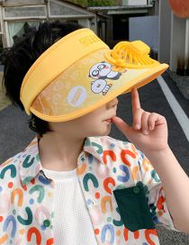 Fashion Yellow Panda Fan Hat [adjustable Wind Speed] Plastic Cartoon Printed Children's Sunscreen Hat With Fan Empty Top (live)