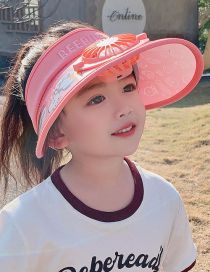 Fashion Orange Pink Panda Fan Hat [adjustable Wind Speed] Plastic Cartoon Printed Children's Sunscreen Hat With Fan Empty Top (live)