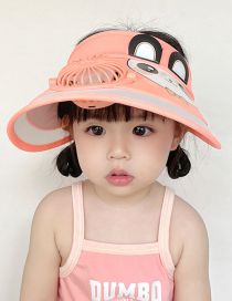 Fashion Orange Bunny [upgrade Fan Model] Plastic Cartoon Printed Children's Sunscreen Hat With Fan Empty Top (live)