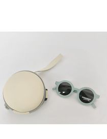 Fashion Frosted Gray Blue - Foldable Pc Foldable Round Sunglasses