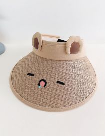 Fashion Cute Expression Straw Hat-brown [breathable Empty Hat] Straw Cartoon Children's Empty Sun Hat
