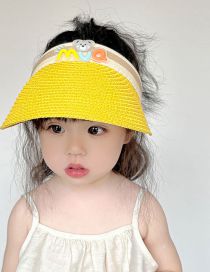 Fashion Yellow Bear Straw Hat Straw Cartoon Children's Empty Sun Hat