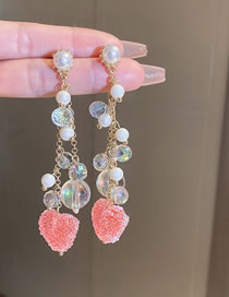 Fashion 34#gold-pink Love Tassel Alloy Heart Tassel Earrings